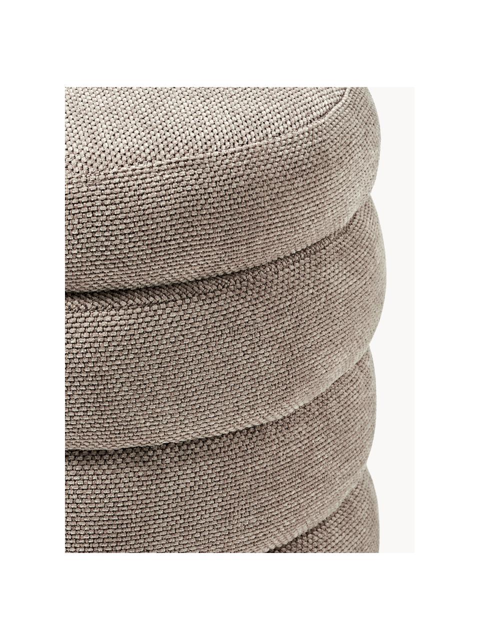 Polsterhocker Alto mit Stauraum, Bezug: 96 % Polyester, 4 % Acryl, Gestell: Massives Kiefernholz, Spe, Webstoff Taupe, Ø 43 x H 48 cm