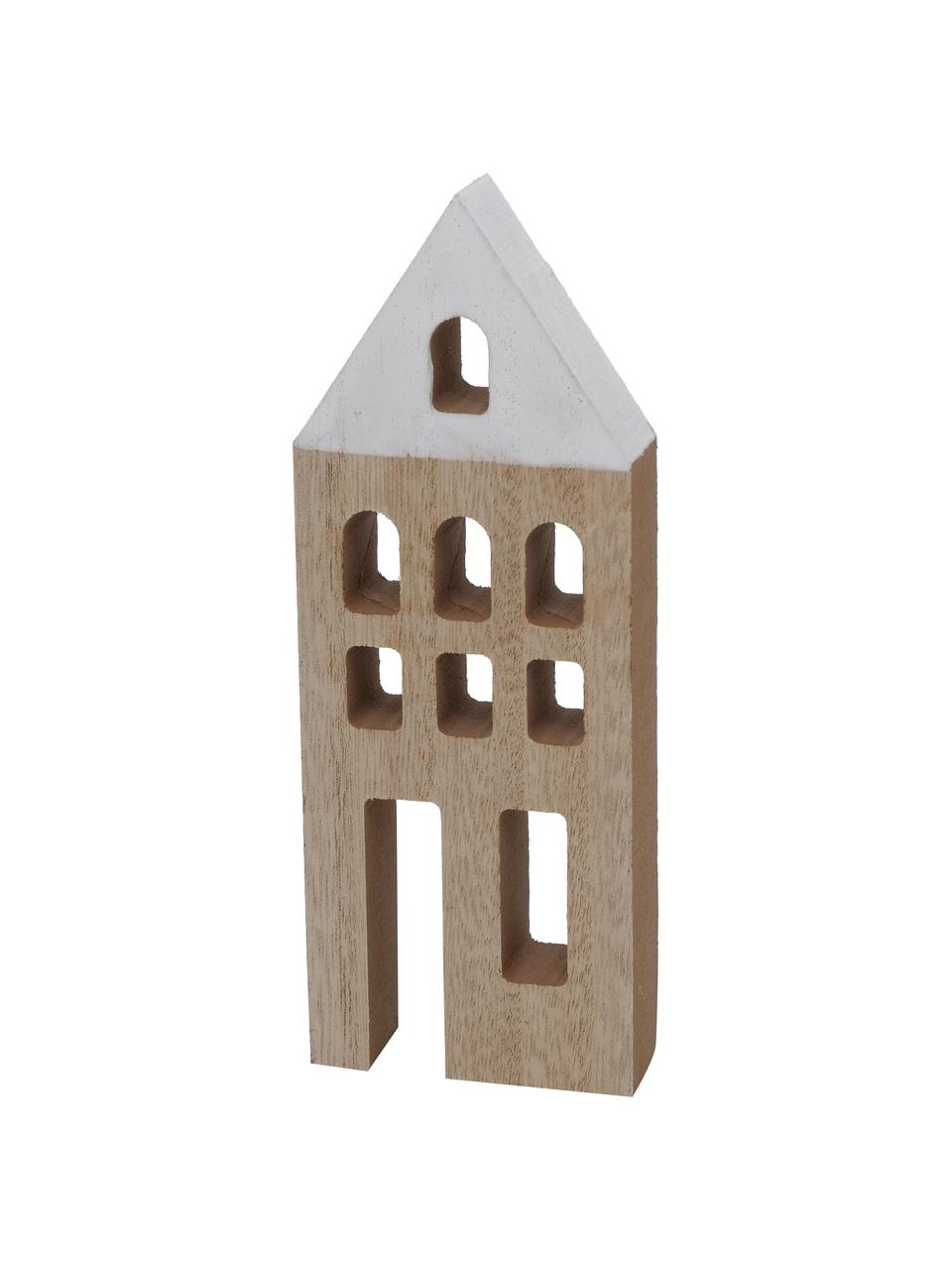 Decoratieve huisjes Towny van hout, 6 stuks, Gecoat MDF, Beige, wit, Set met verschillende formaten