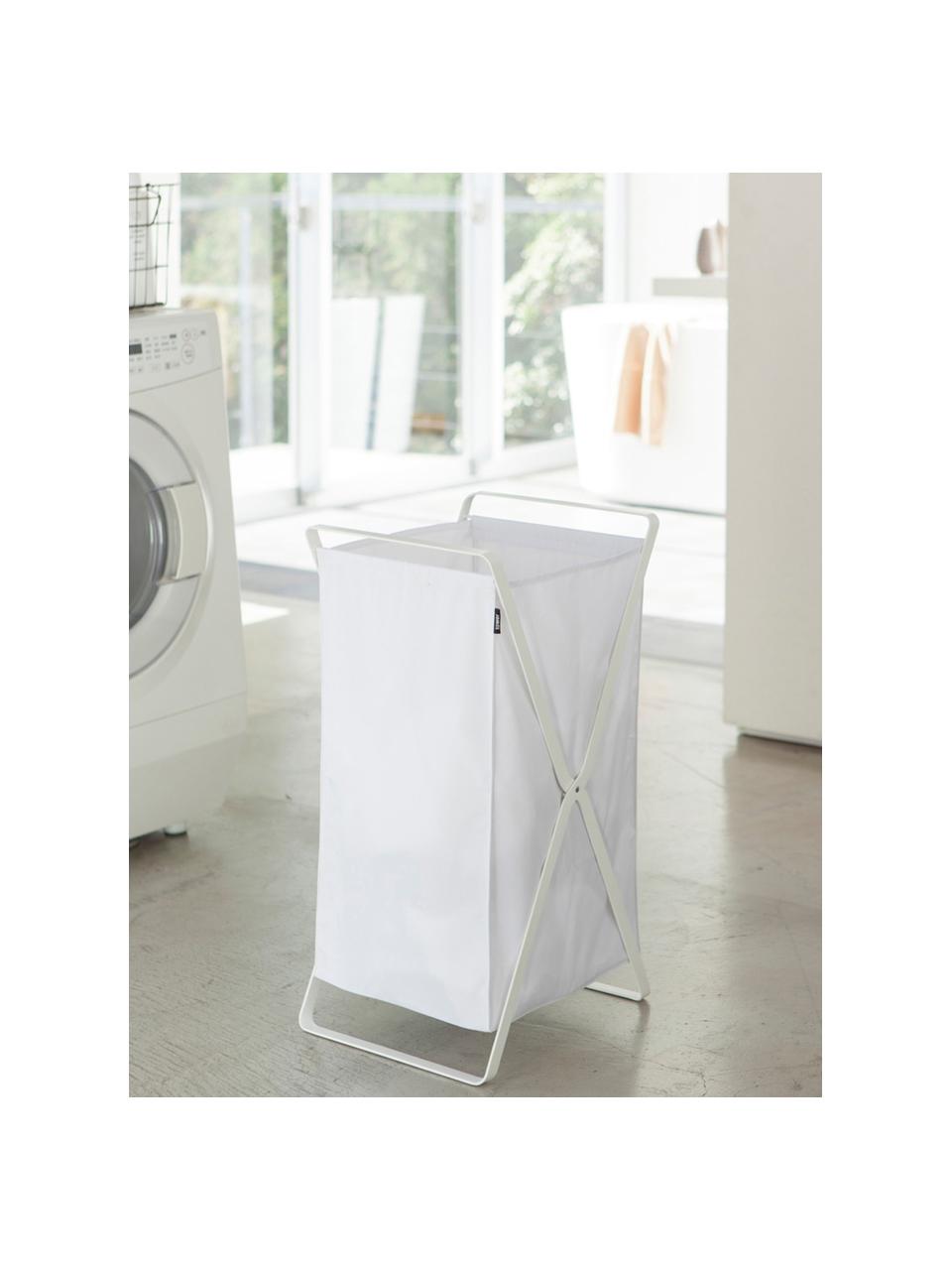 Wasmand Tower, Frame: gelakt staal, Wit, B 36 x H 64 cm