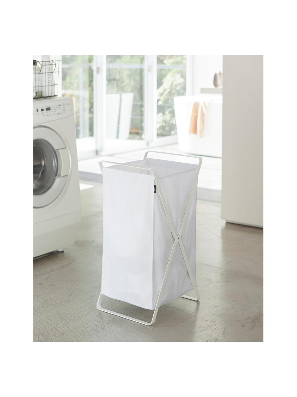 Portabiancheria Tower, Cornice: acciaio verniciato, Bianco, Larg. 36 x Alt. 64 cm