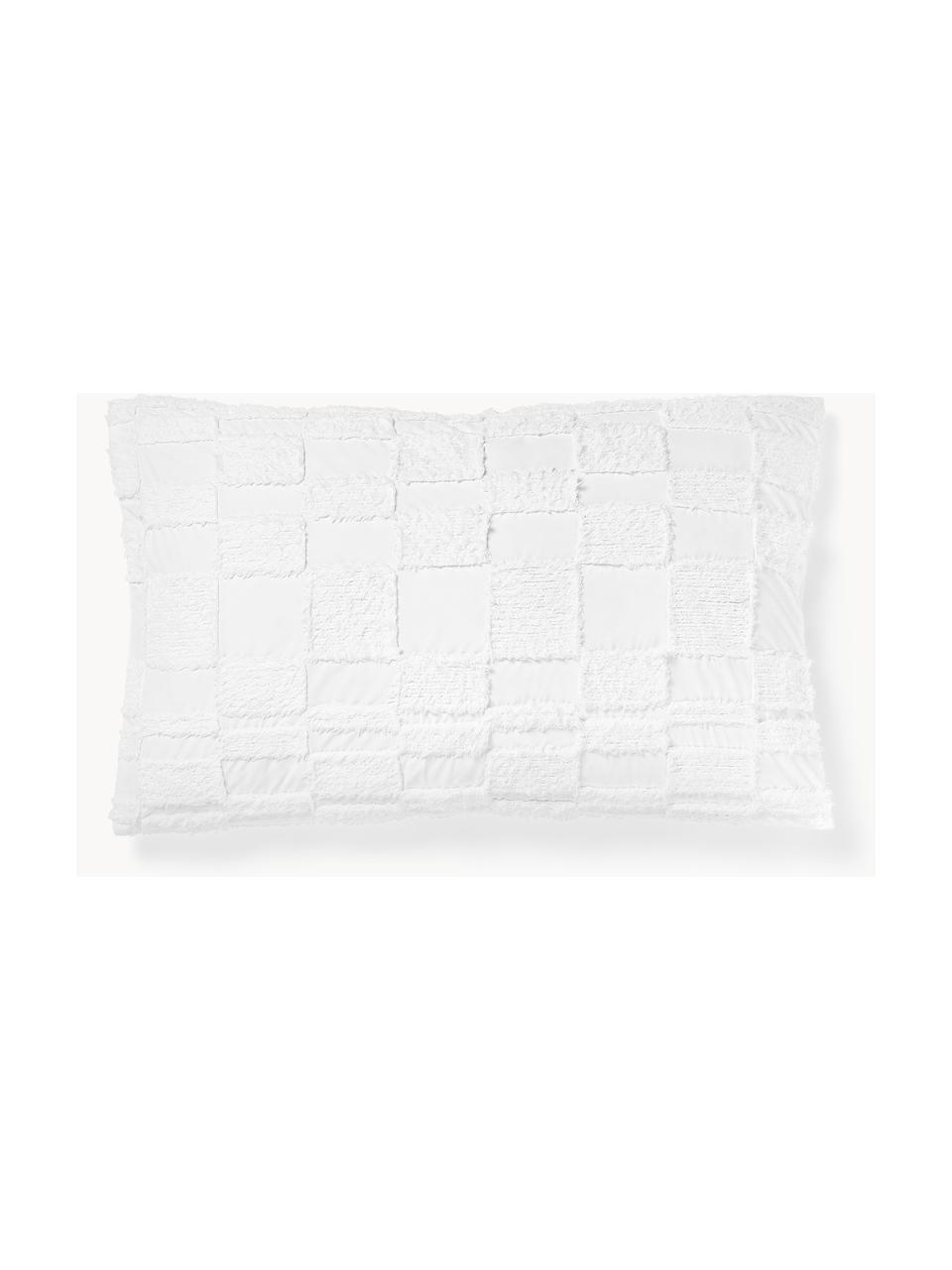 Federa in cotone percalle con dettagli capitonné Scout, Bianco, Larg. 50 x Lung. 80 cm