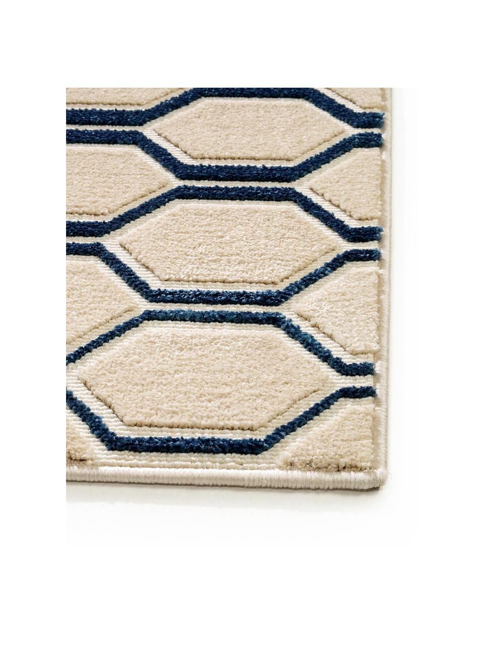 Tapis bleu beige Diamond Key, Bleu foncé, beige