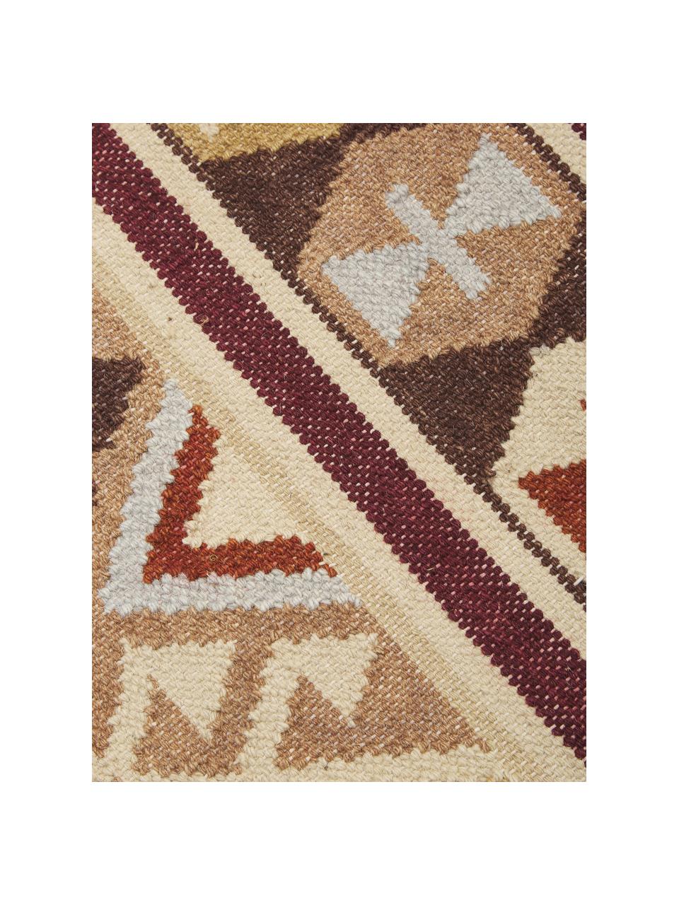 Alfombra alfombra artesanal kilim de lana Malu, 100% lana, Marrón, beige, amarillo, An 120 x L 180 cm (Tamaño S)