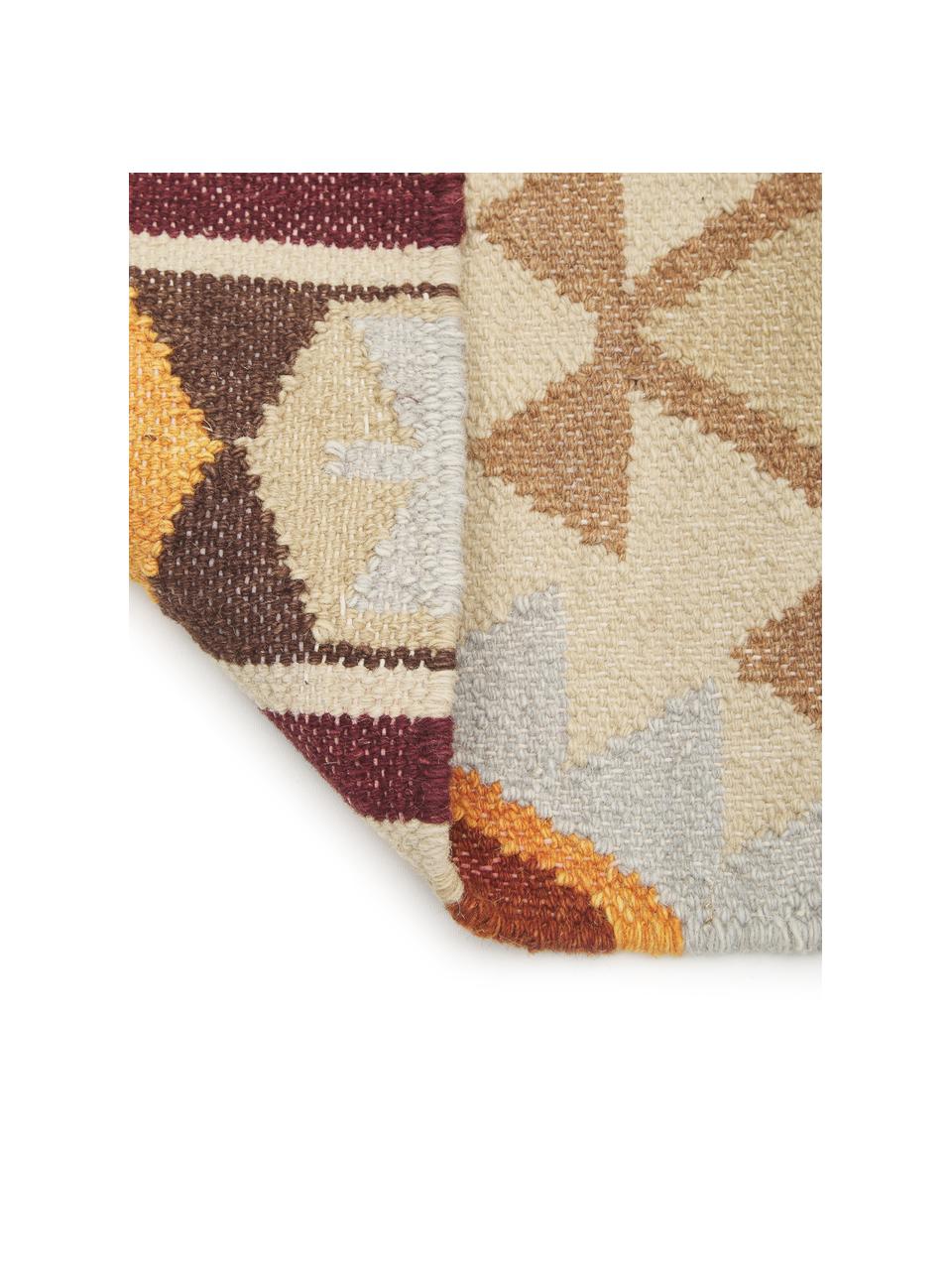 Tapis kilim en laine tissé main Malu, 100 % laine, Brun, beige, jaune, larg. 120 x long. 180 cm (taille S)