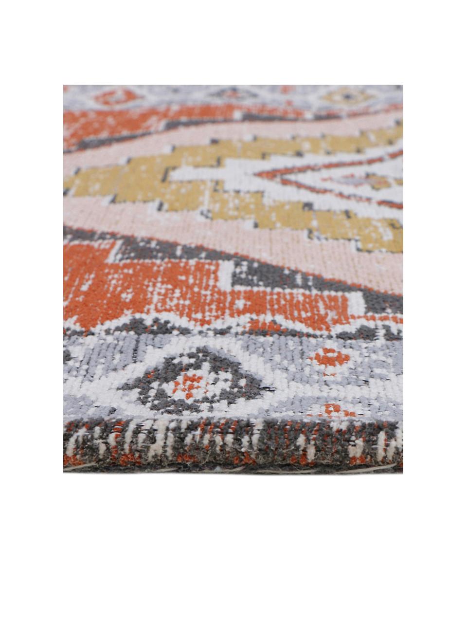 Chenille vloerkleed Bari in vintage stijl, Grijs, rood, met patroon, B 160 x L 230 cm (maat M)