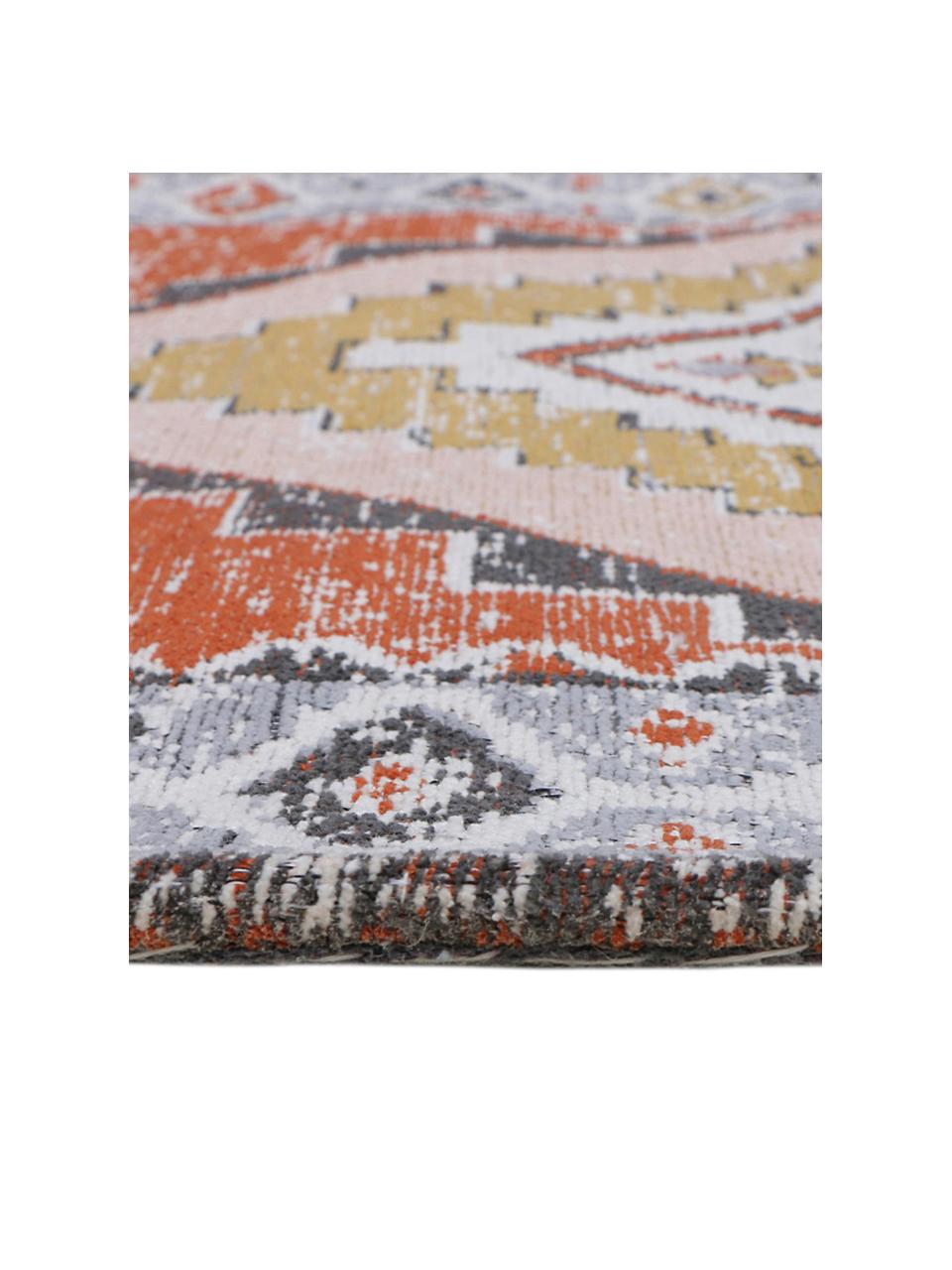 Tapis chenille vintage Bari, Gris, rouge, imprimé, larg. 160 x long. 230 cm (taille M)