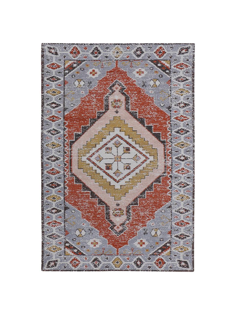 Žinylkový koberec ve vintage stylu Bari, Šedá, červená, se vzorem, Š 160 cm, D 230 cm (velikost M)