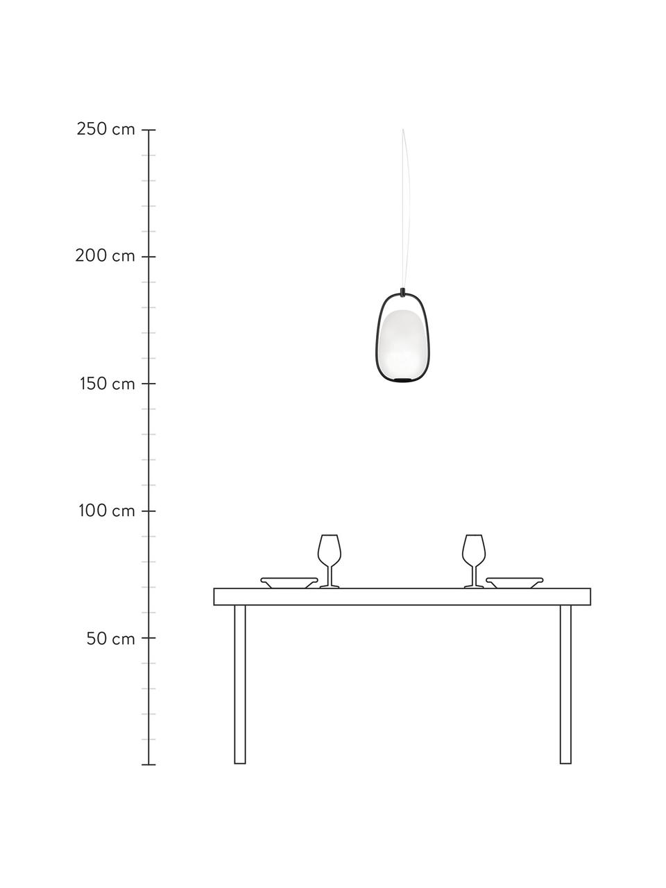 Lampa wisząca ze szkła dmuchanego z funkcją przyciemniania Lanna, Stelaż: metal powlekany, Czarny, Ø 22 x W 40 cm