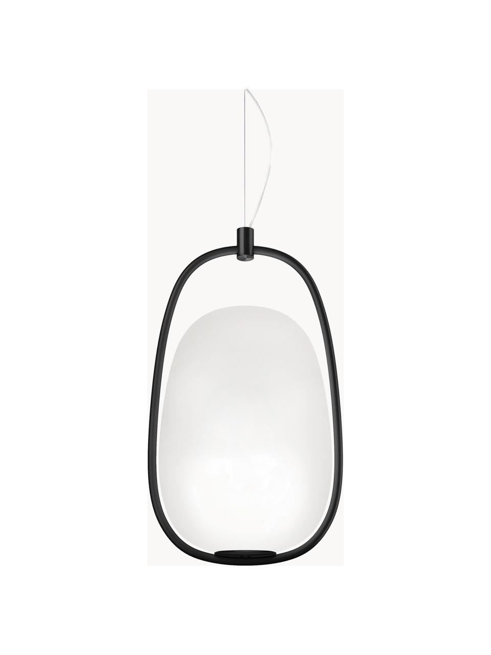 Lampada a sospensione in vetro soffiato con luce regolabile Lanna, Struttura: metallo rivestito, Paralume: vetro soffiato, Nero, Ø 22 x Alt. 40 cm