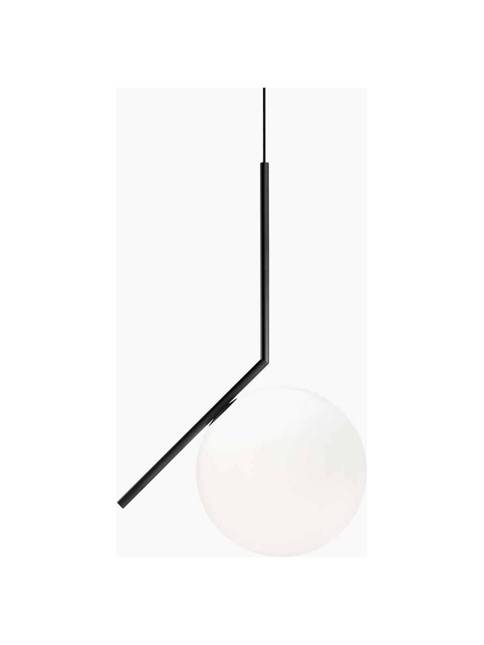 Lampa wisząca ze szkła dmuchanego IC Lights, W 70 cm, Stelaż: stal powlekana, Czarny, biały, S 36 x W 70 cm