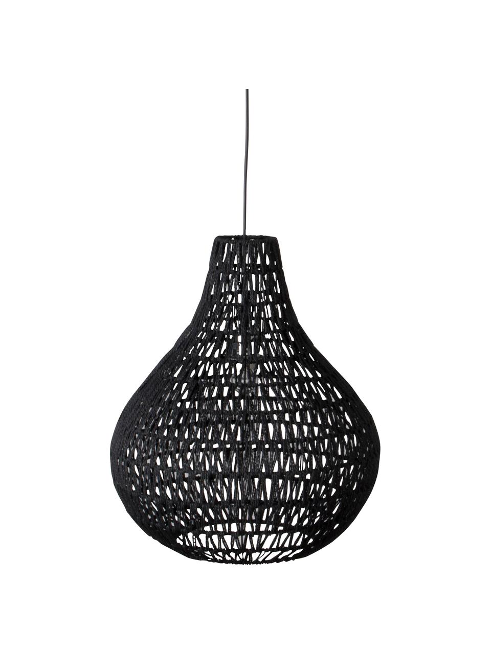 Lampa wisząca z tkaniny Cable Drop, Czarny, Ø 45 x W 51 cm