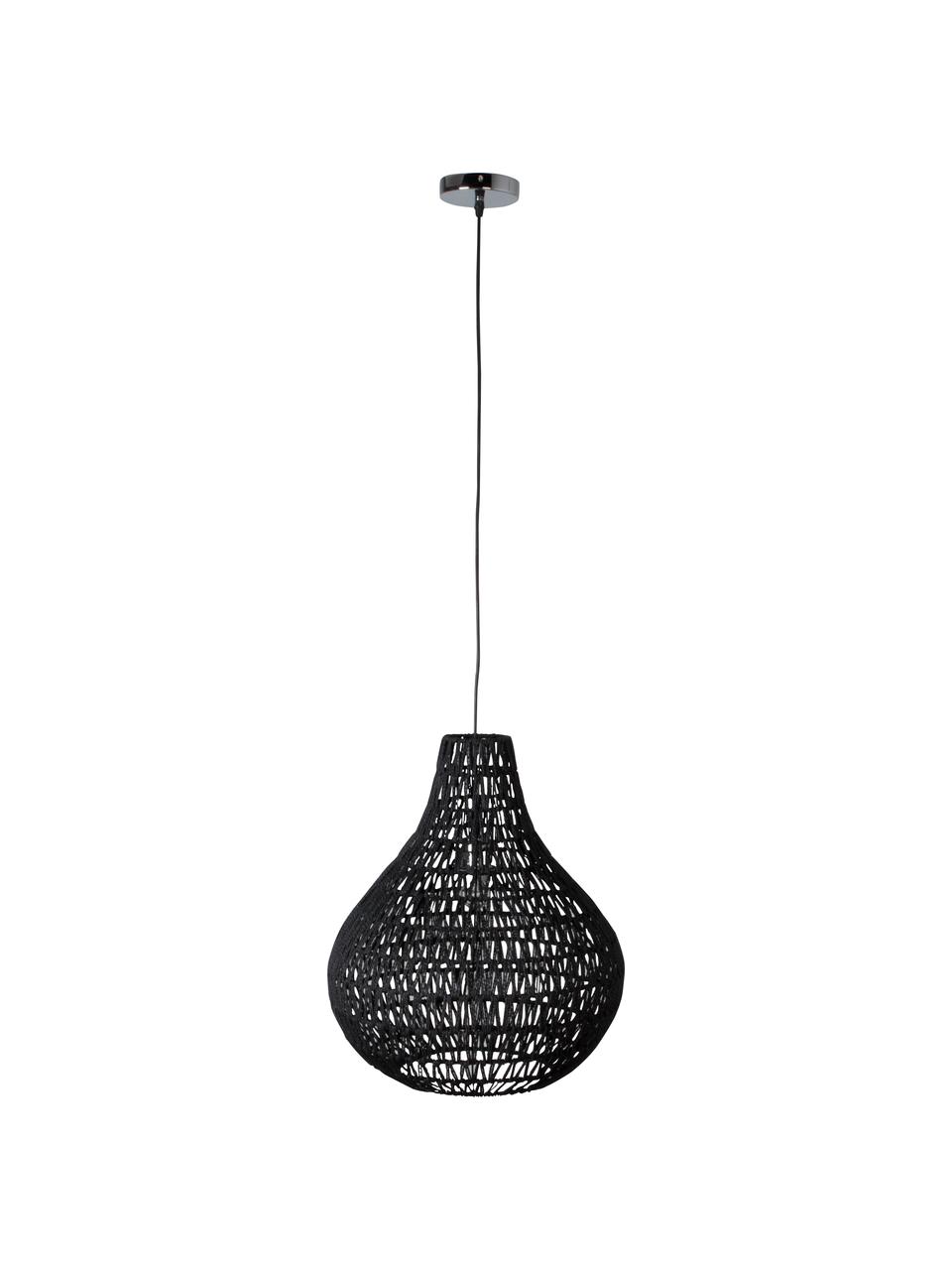 Lampa wisząca z tkaniny Cable Drop, Czarny, Ø 45 x W 51 cm