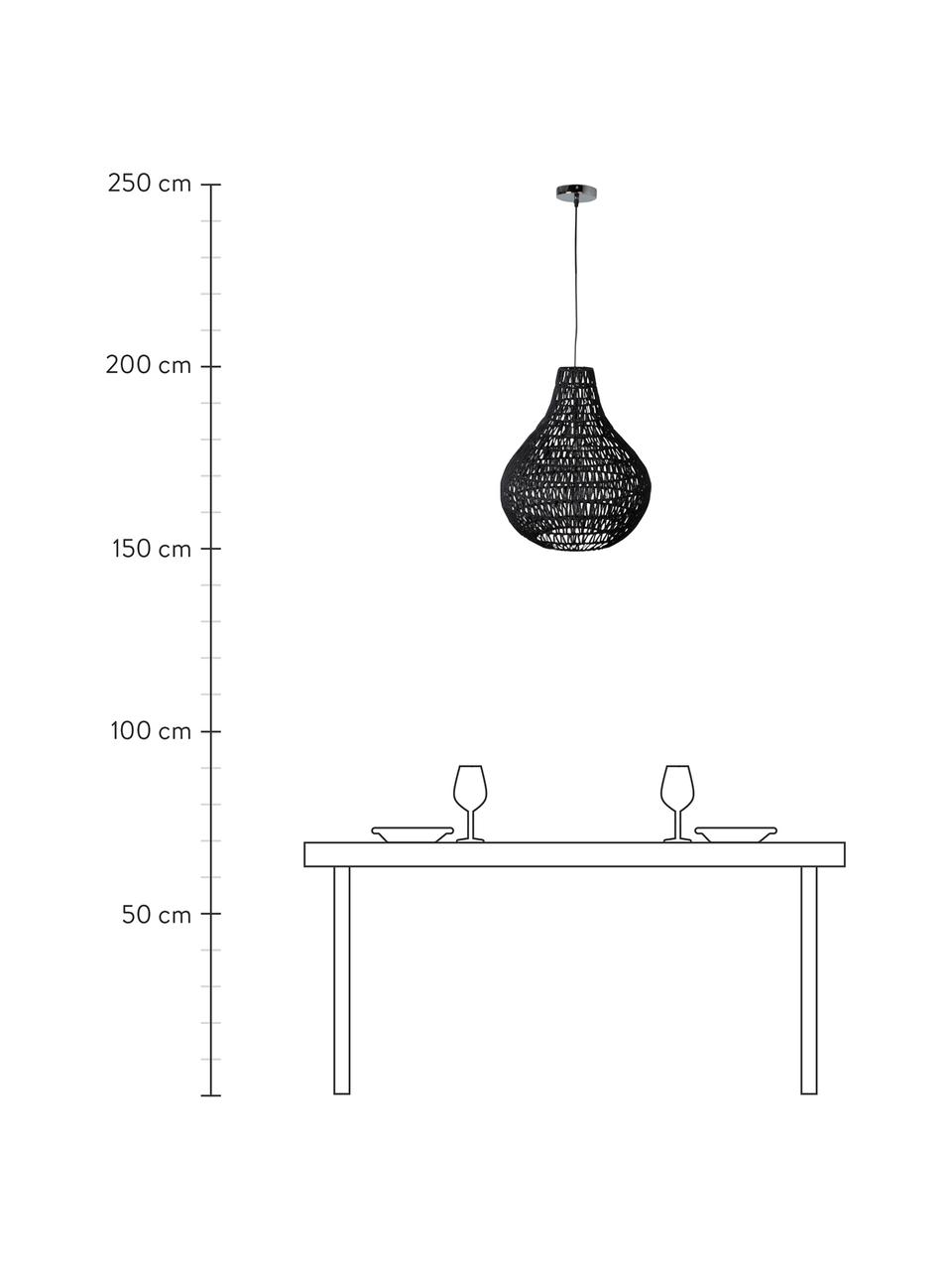 Pendelleuchte Cable Drop aus Stoff, Lampenschirm: Textil, Baldachin: Metall, Schwarz, Ø 45 x H 51 cm