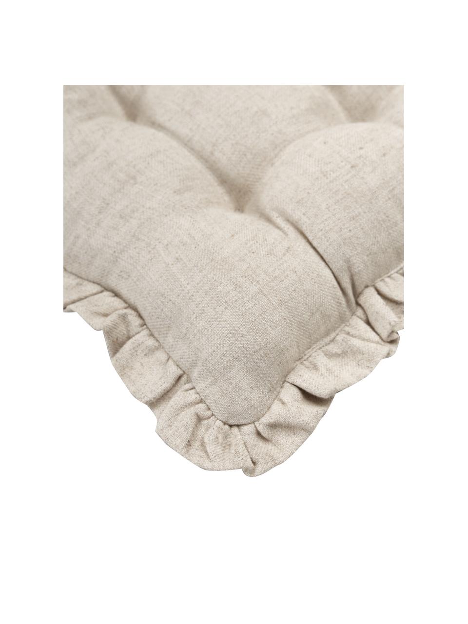 Cuscino sedia beige con volant Camille, Rivestimento: 60% poliestere, 25% coton, Beige, Larg. 40 x Lung. 40 cm