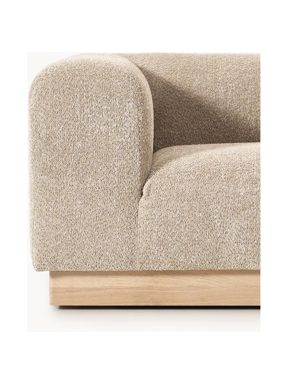 Modulares Sofa Natalie (3-Sitzer) aus Teddy-Bouclé, Bezug: Teddy-Bouclé (100 % Polye, Gestell: mitteldichte Holzfaserpla, Sockel: Massives Buchenholz, lack, Teddy-Bouclé Beige, helles Buchenholz, B 283 x T 107 cm