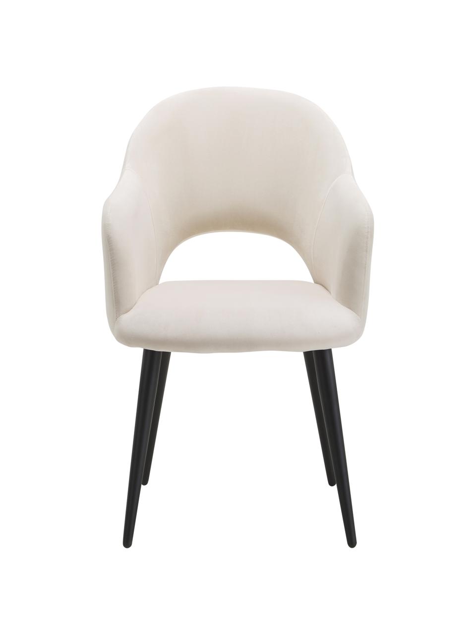 Sametová židle s područkami Rachel, Krémově bílá, Š 55 cm, H 65 cm