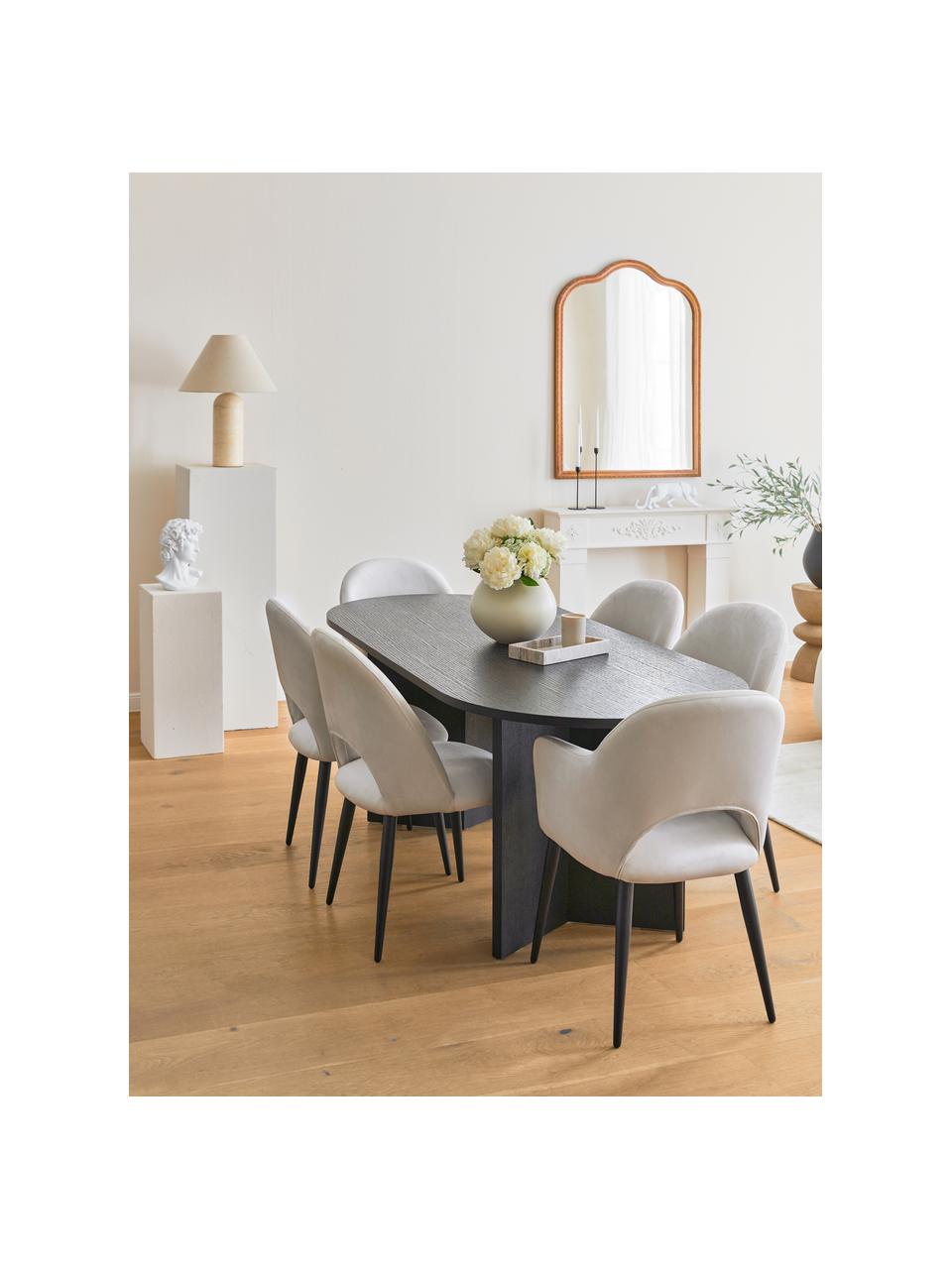 Krzesło z podłokietnikami z aksamitu Rachel, Tapicerka: aksamit (wysokiej jakości, Nogi: metal malowany proszkowo, Kremowobiały aksamit, S 55 x G 65 cm
