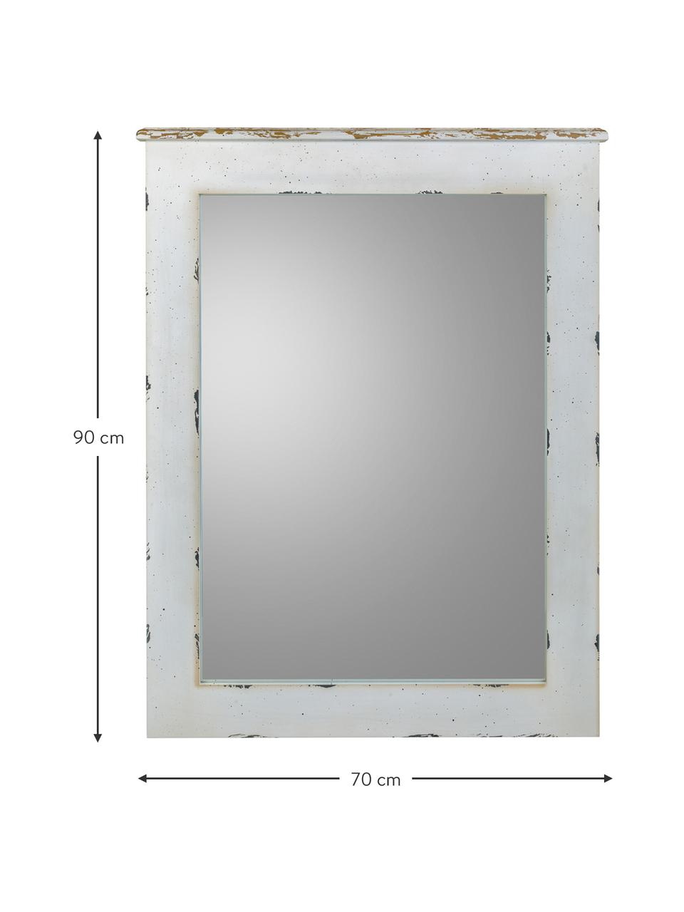 Espejo de pared de madera Laros, Espejo: cristal, Blanco, An 70 x Al 90 cm