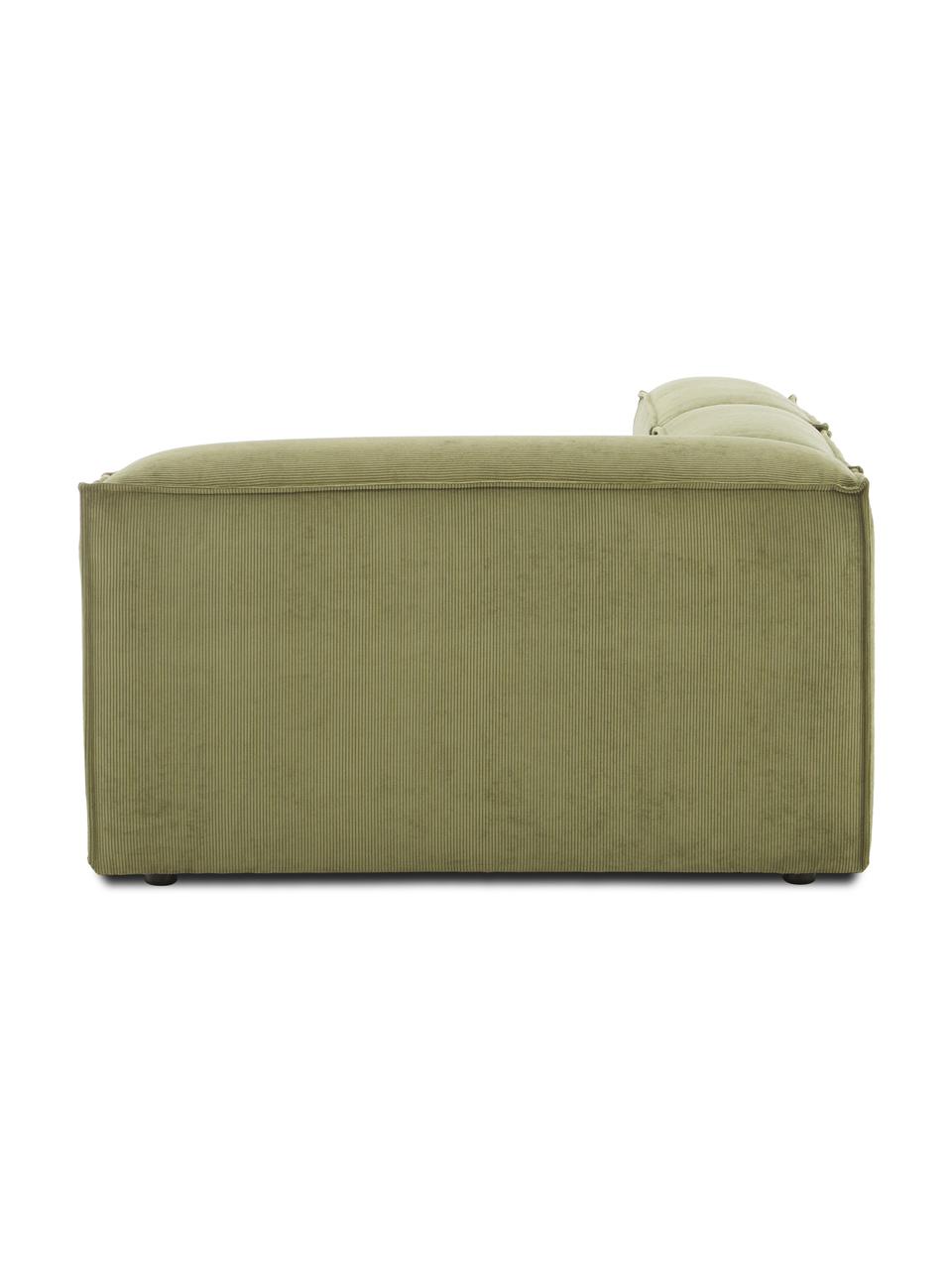 Méridienne modulable en velours côtelé Lennon, Velours côtelé vert, larg. 269 x prof. 119 cm, dossier à droite
