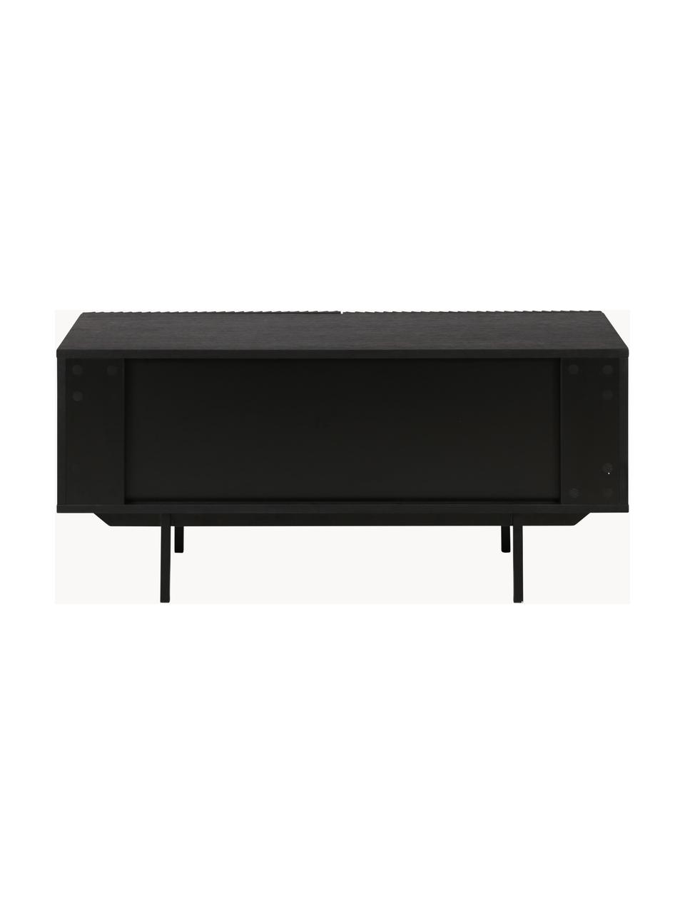 Credenza bassa con frontale scanalato Mojo, Gambe: metallo verniciato a polv, Nero, Larg. 120 x Alt. 60 cm