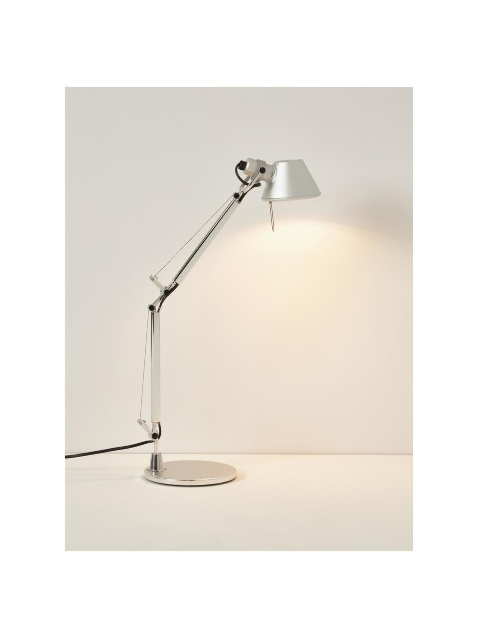 Verstellbare Schreibtischlampe Tolomeo Micro, Silberfarben, B 45 x H 37 - 73 cm