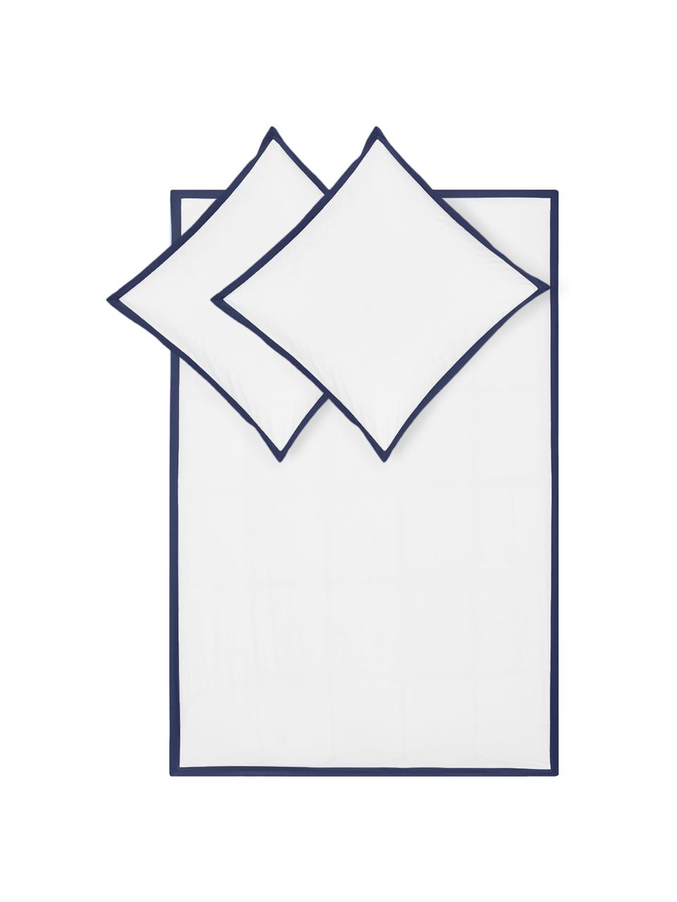 Pościel z perkalu z lamówką Joanna, Biały, 240 x 220 cm + 2 poduszki 80 x 80 cm