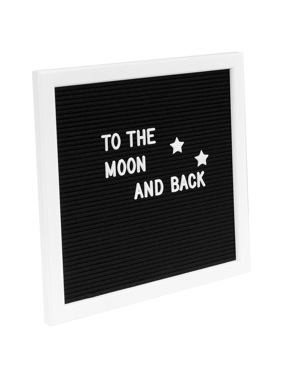 Nástěnná deska s nápisy s dřevěným rámem Message, Černá, bílá, Š 30 cm, V 30 cm