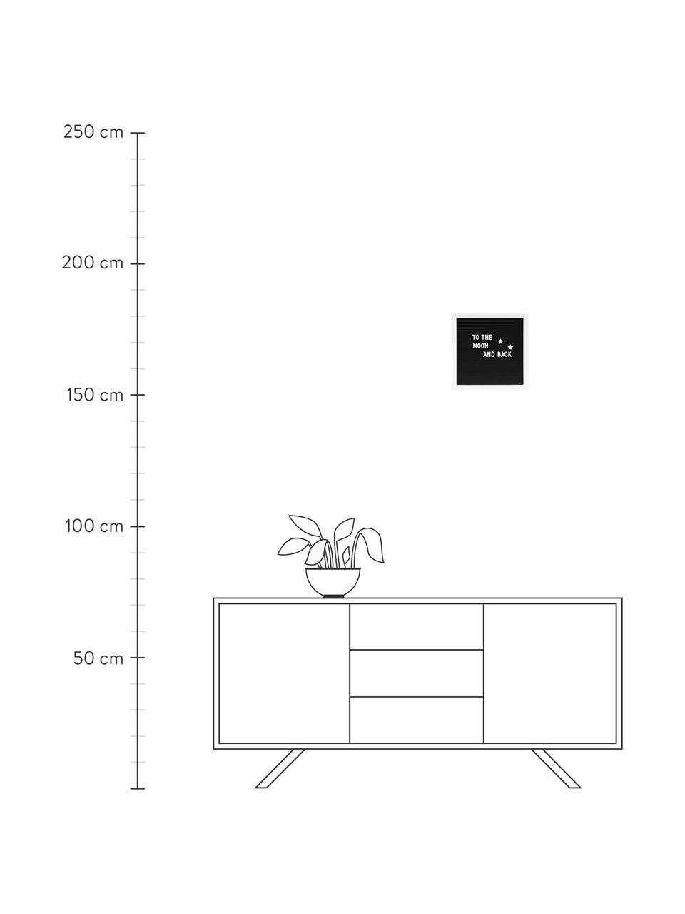 Písmenová tabuľa s dreveným rámom Message, Čierna, biela, Š 30 x V 30 cm