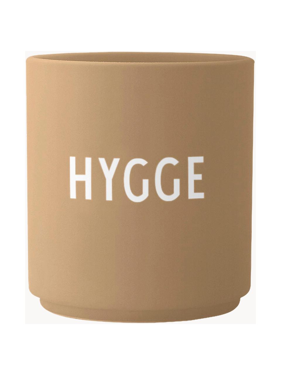 Designový pohárek s nápisem Favourite HYGGE, Kostní porcelán Fine Bone China, Béžová (Hygge), Ø 8 x V 9 cm, 250 ml