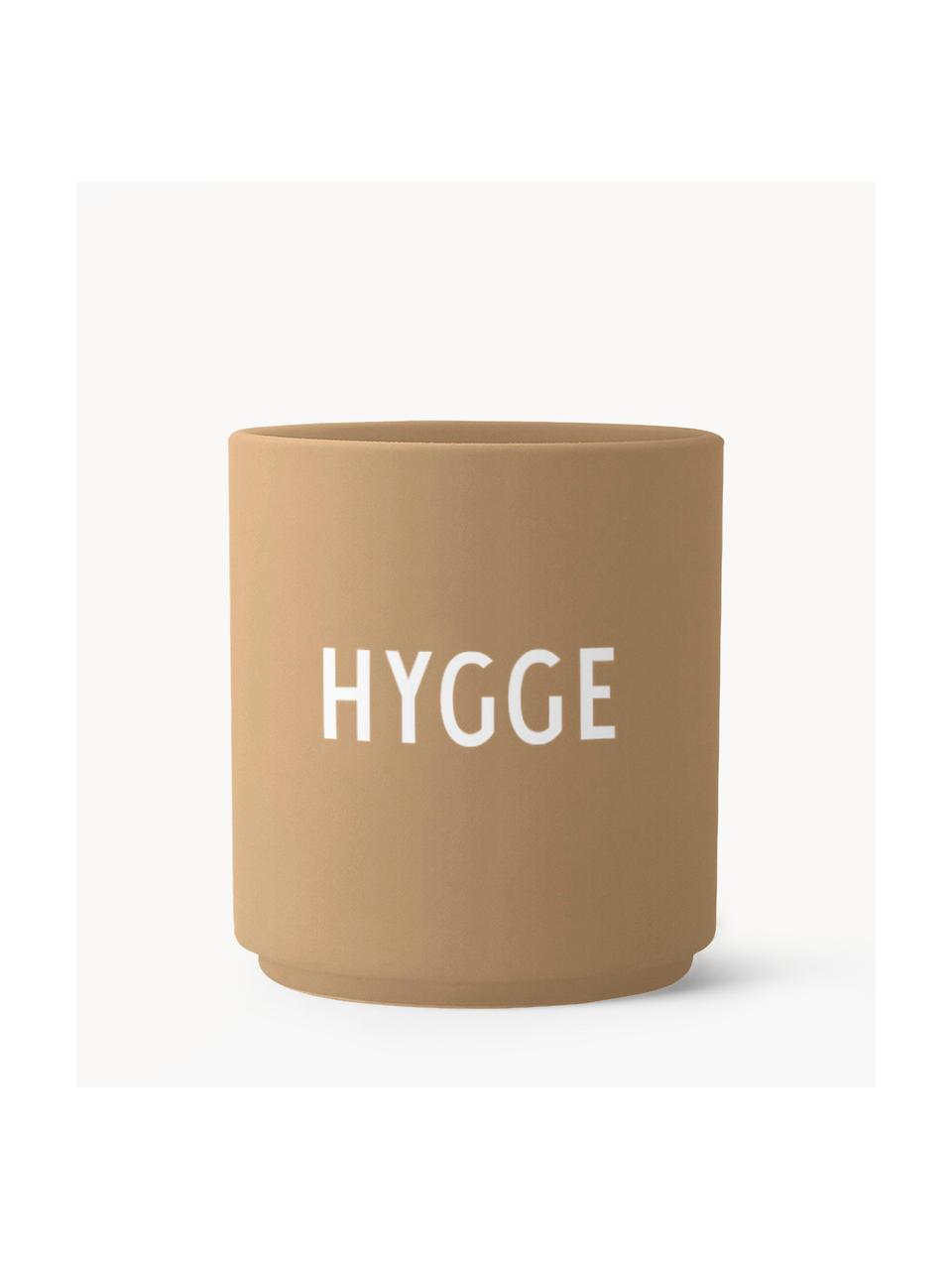 Designový pohárek s nápisem Favourite HYGGE, Kostní porcelán Fine Bone China, Béžová (Hygge), Ø 8 x V 9 cm, 250 ml