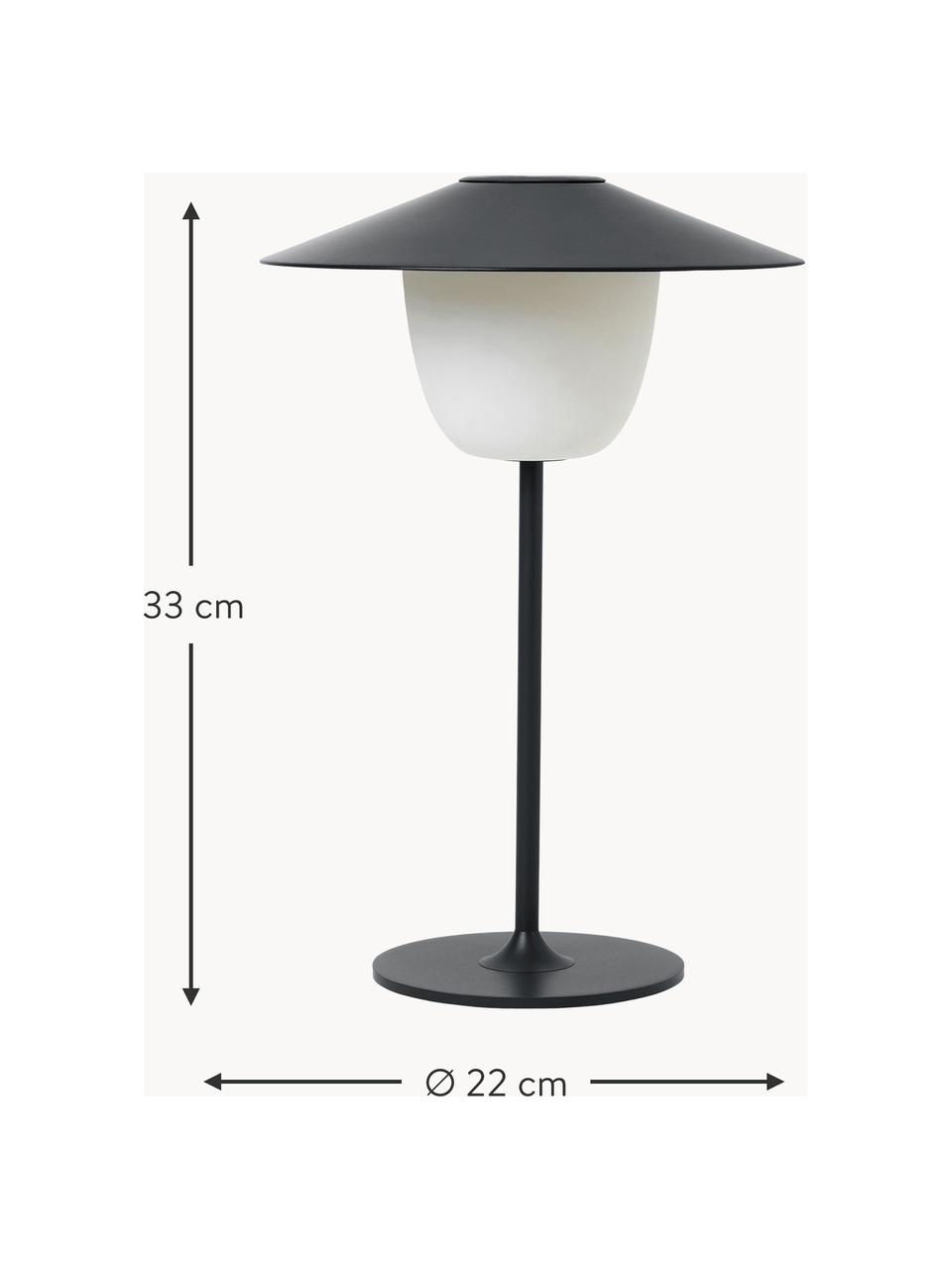 Lámpara LED regulable para exterior Ani, portátil para colgar o de pie, Pantalla: aluminio, Cable: plástico, Negro, blanco, Ø 22 x Al 33 cm