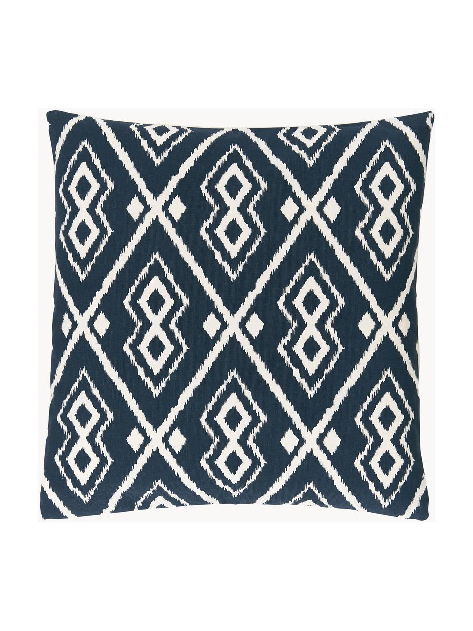 Housse de coussin 45x45 bohème bleu marine Delilah, 100 % coton, Bleu marine, larg. 45 x long. 45 cm