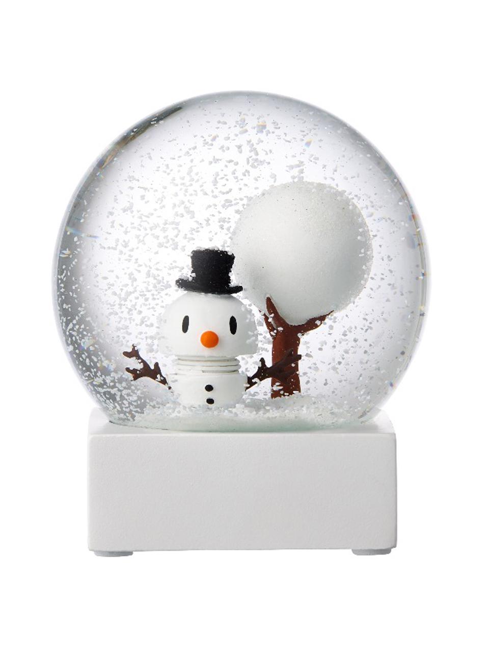 Sněhová koule Snowman, Bílá, transparentní, Ø 10 cm, V 12 cm