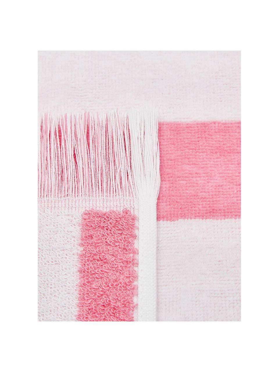 Ręcznik plażowy z frędzlami Mare, 100% bawełna
Niska gramatura 380 g/m², Różowy, biały, S 80 x D 160 cm