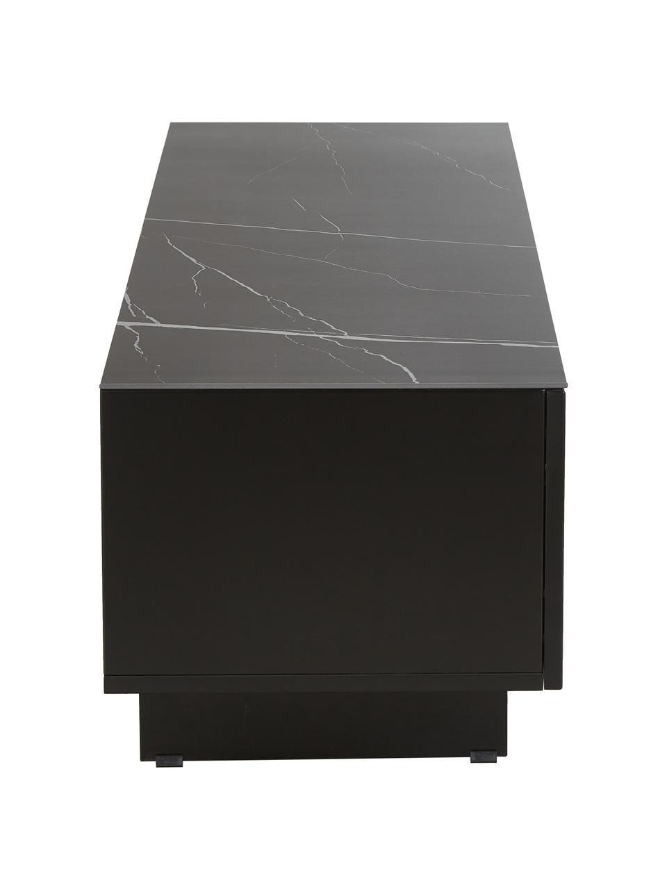 TV stolek s mramorováním Fiona, Černá, Š 160 cm, V 46 cm
