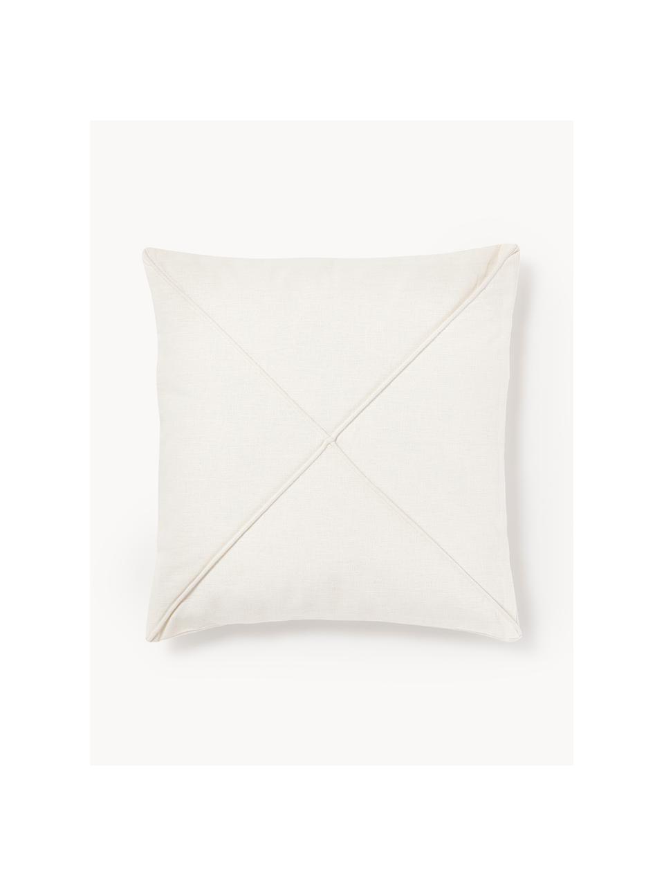 Housse de coussin en lin blanche 45x45 Darla, 51 % lin, 49 % coton, Blanc, larg. 45 x long. 45 cm