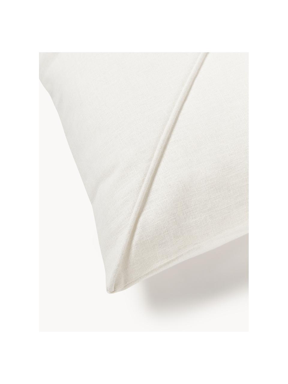 Housse de coussin en lin blanche 45x45 Darla, 51 % lin, 49 % coton, Blanc, larg. 45 x long. 45 cm