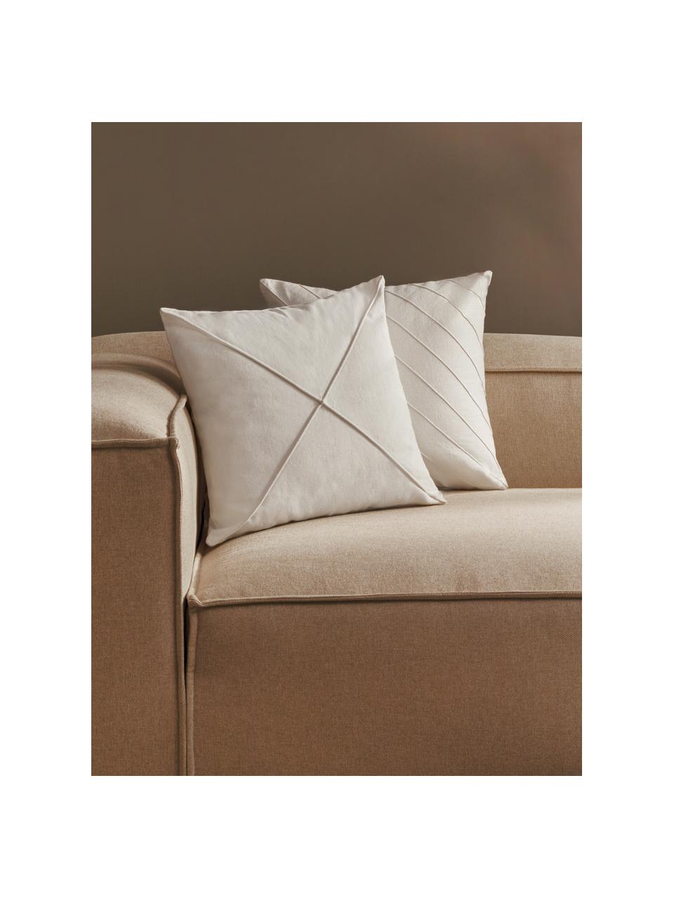 Housse de coussin en lin blanche 45x45 Darla, 51 % lin, 49 % coton, Blanc, larg. 45 x long. 45 cm