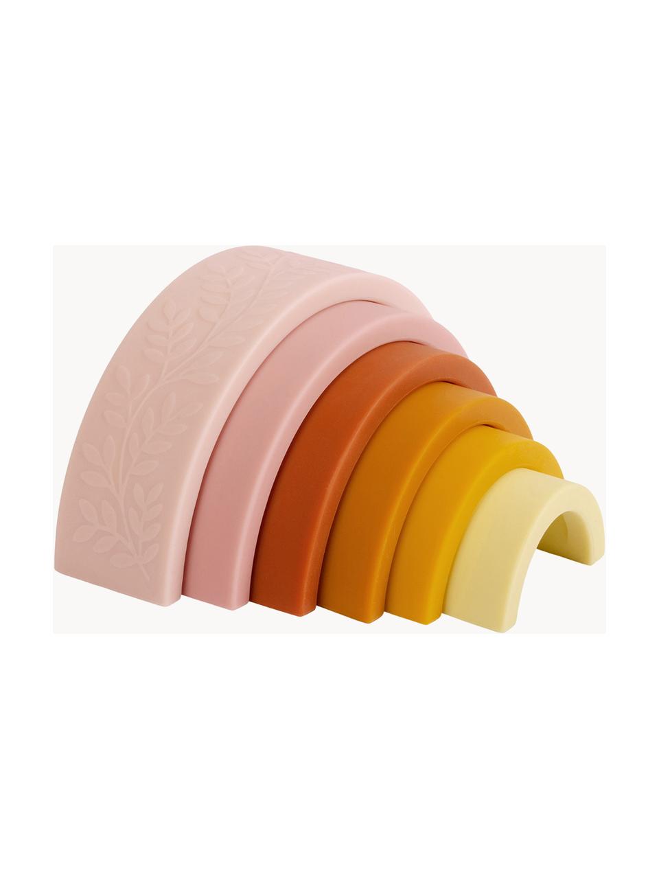 Stohovací hračka Rainbow, Silikon, Odstíny růžové, žluté a oranžové, Š 15 cm, V 7 cm