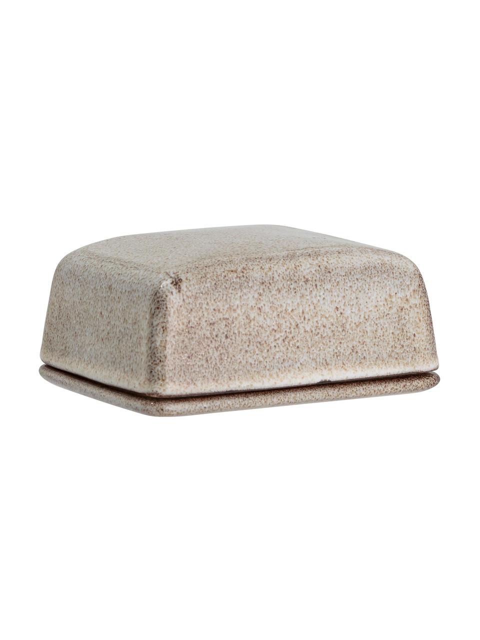 Mantequillera artesanal Sandrine, Gres, Tonos beige, An 14 x Al 6 cm