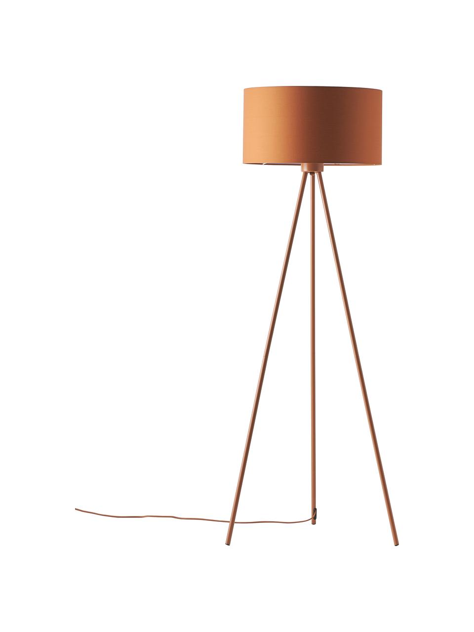 Lampada treppiede da terra con paralume in tessuto Cella, Paralume: misto cotone, Gambe: metallo verniciato a polv, Rosso, Ø 48 x Alt. 158 cm