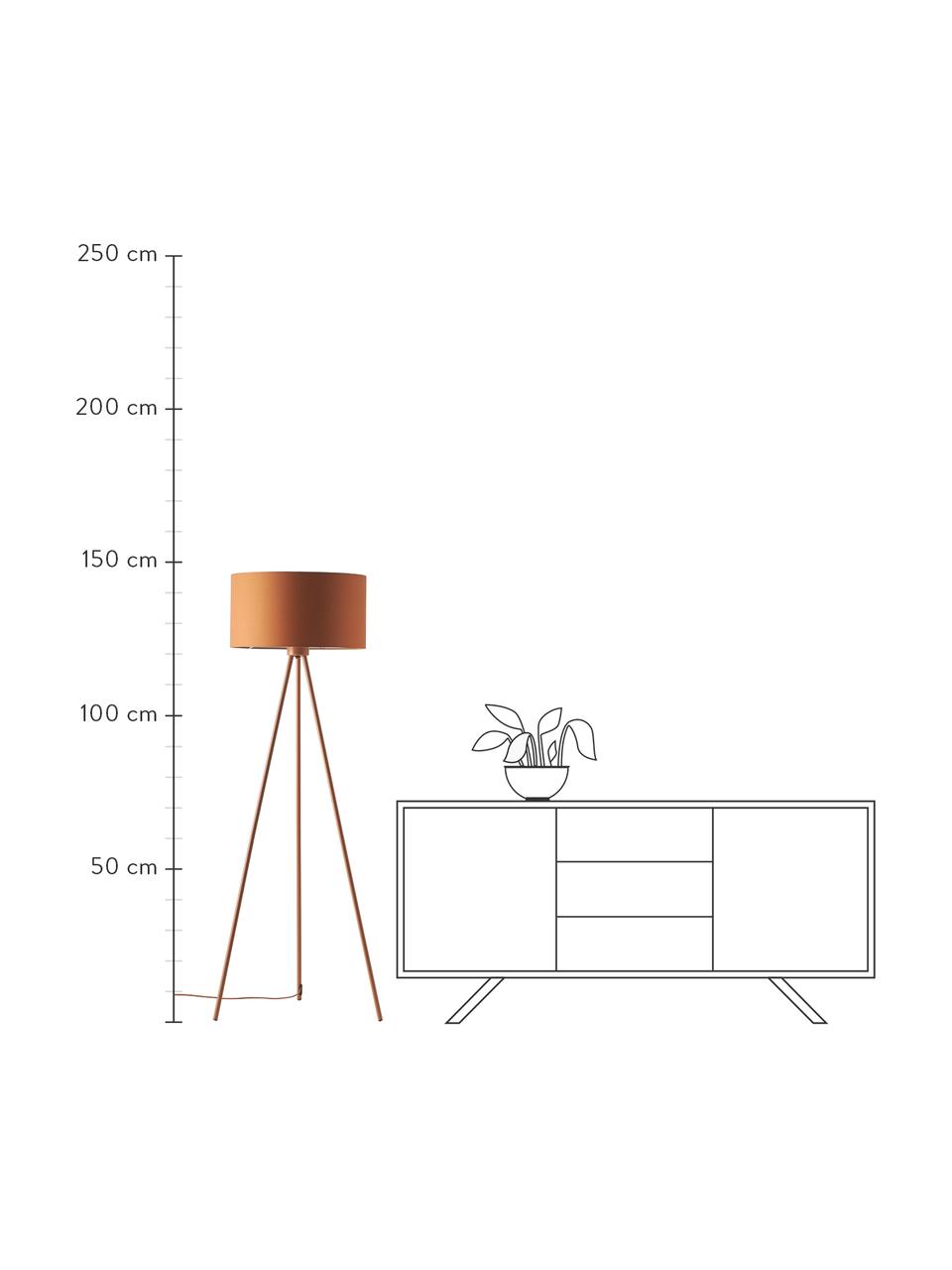 Tripod Stehlampe Cella mit Stoffschirm, Lampenschirm: Baumwollgemisch, Lampenfuß: Metall, pulverbeschichtet, Terrakotta, Ø 45 x H 147 cm