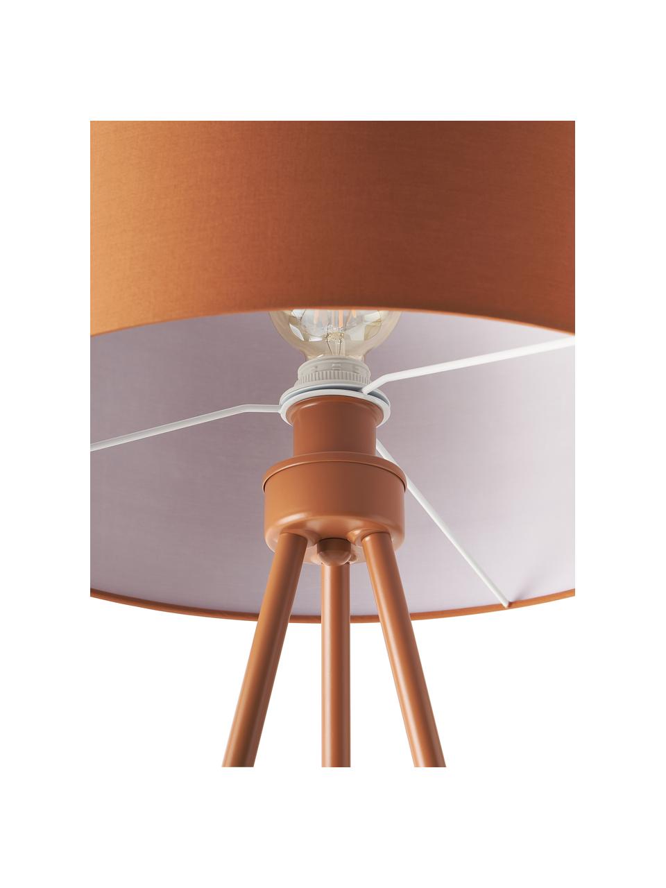 Tripod vloerlamp Cella met stoffen kap, Lampenkap: katoenmix, Lampvoet: gepoedercoat metaal, Terracotta, Ø 48 x H 158 cm