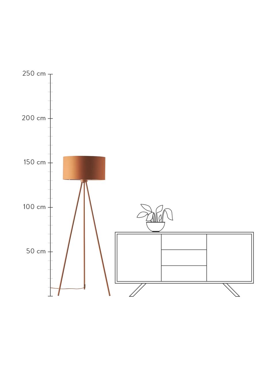 Lampadaire trépied scandinave Cella, Terracotta, Ø 48 x haut. 158 cm