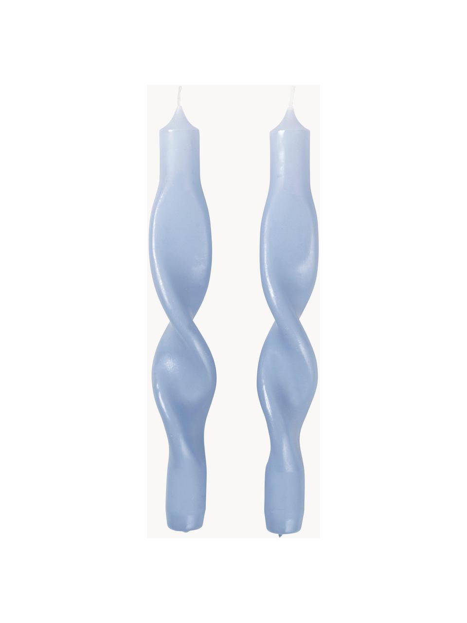 Stolní svíce Twist, 2 ks, Vosk, Světle modrá, bílá, V 23 cm