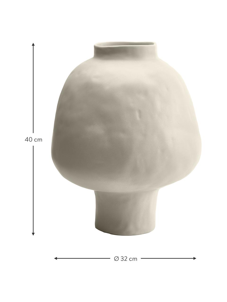 Jarrón artesanal de cerámica de diseño Saki, Cerámica, Blanco crema, Ø 25 x Al 32 cm