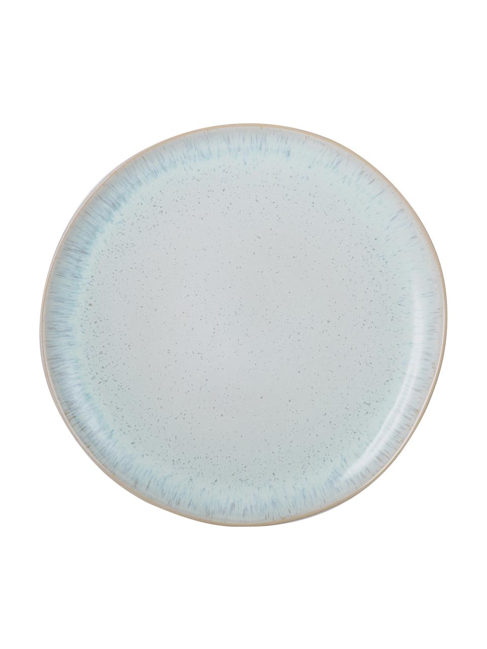 Ručně malovaný mělký talíř s reaktivní glazurou Areia, Světle modrá, tlumeně bílá, světle béžová
