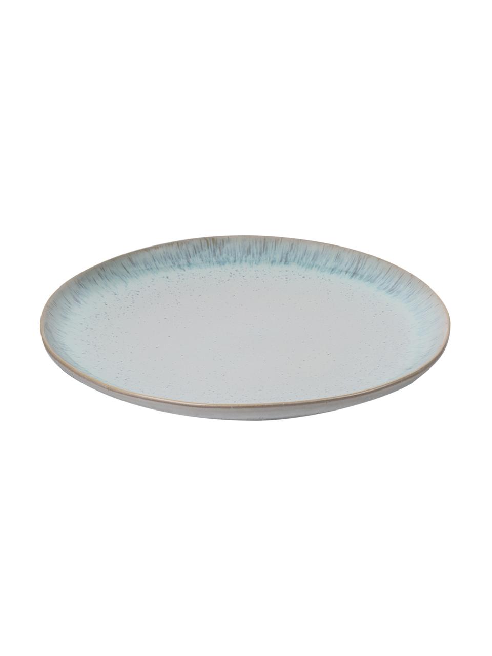 Assiette plate peinte à la main Areia, Bleu ciel, blanc cassé, beige clair