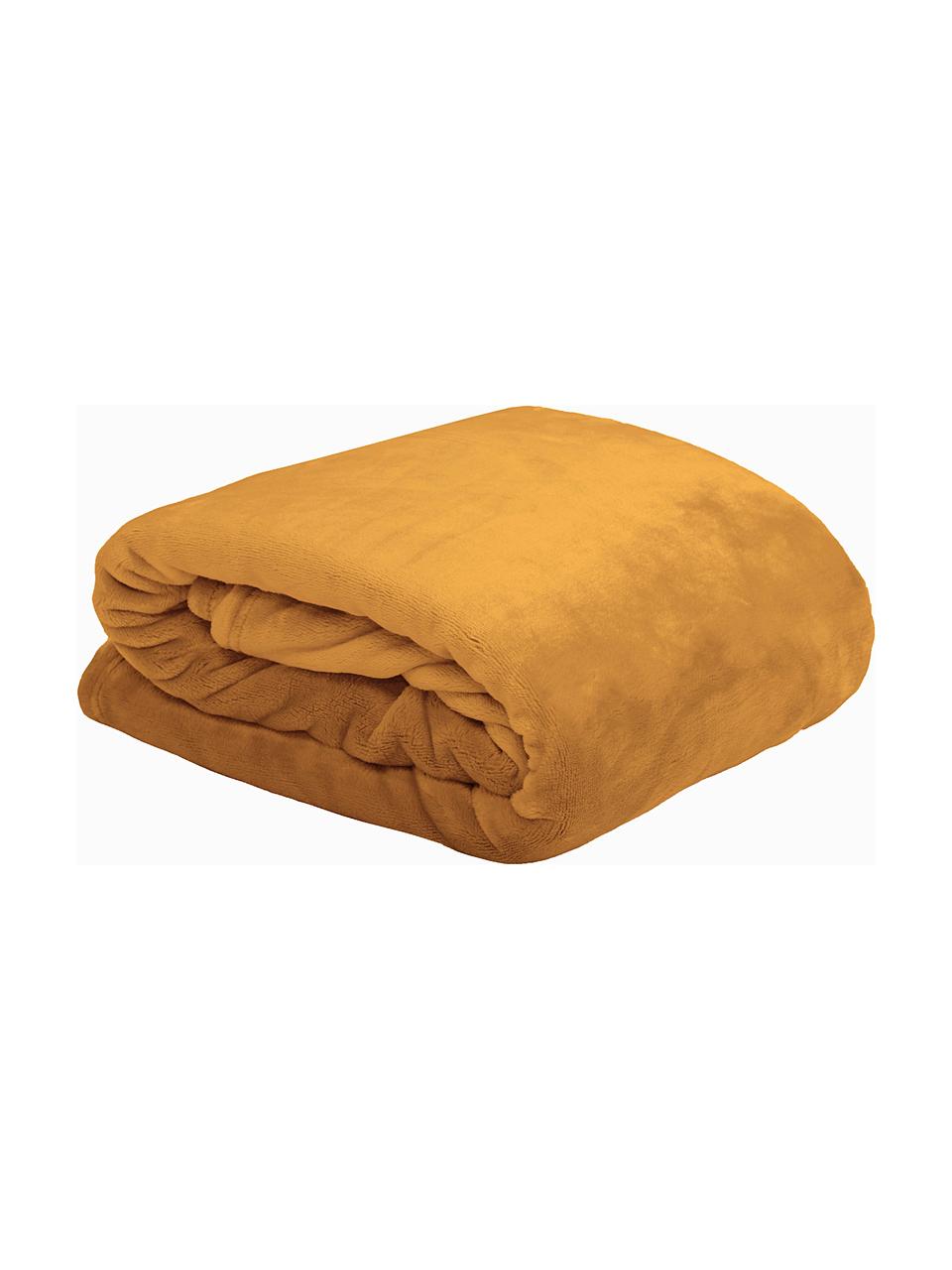 Manta de tela polar Doudou, 100% poliéster, Amarillo, An 125 x L 160 cm