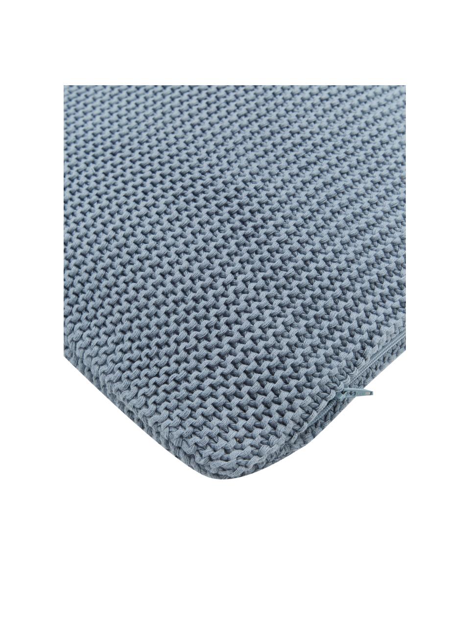 Federa arredo a maglia in cotone organico blu Adalyn, 100% cotone organico certificato GOTS, Blu, Larg. 40 x Lung. 40 cm